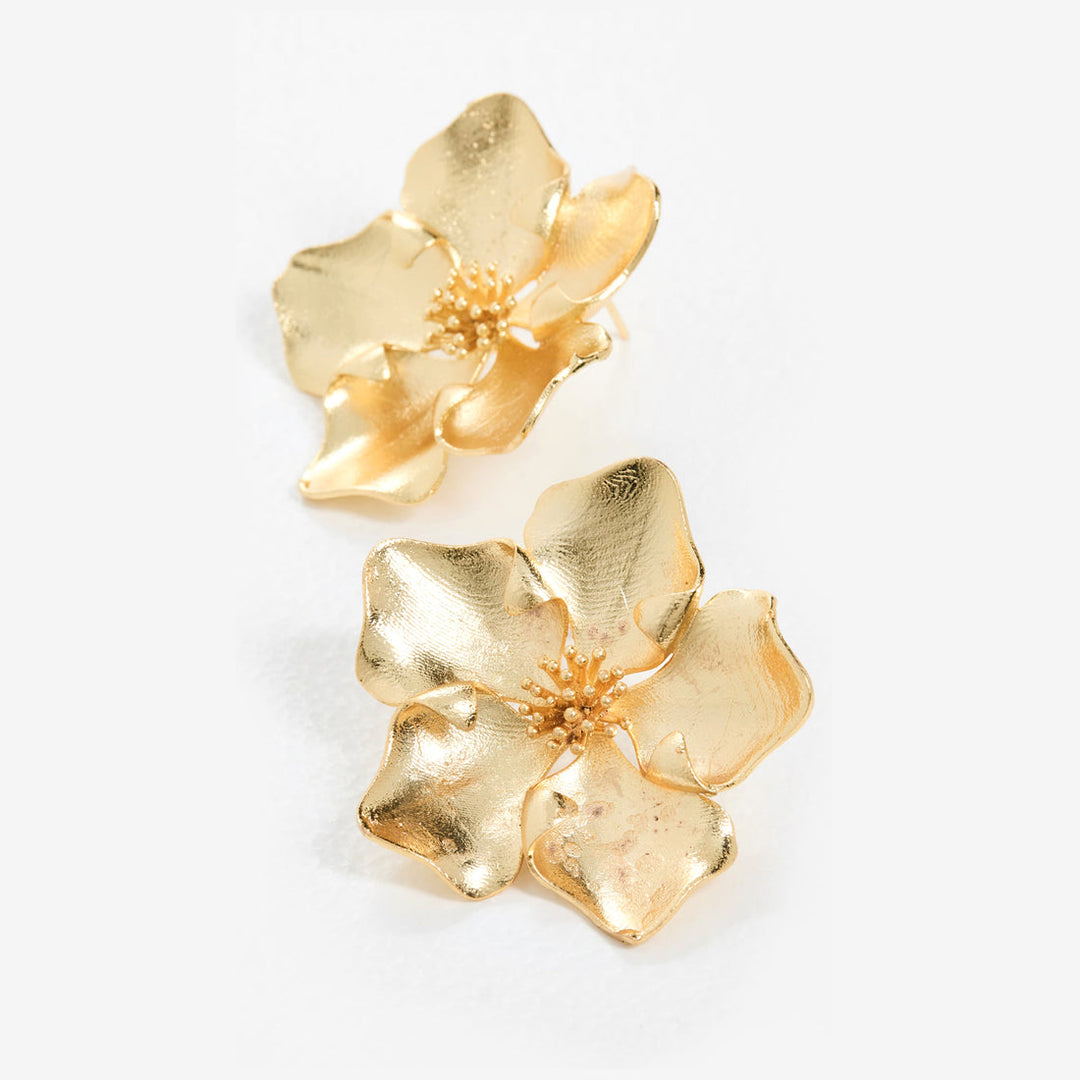 Jumbo gold flower earrings