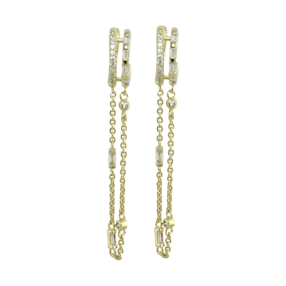Gold drop chain huggies
