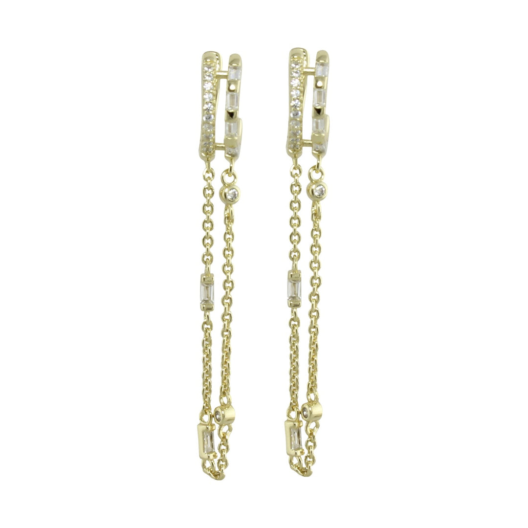 Gold drop chain huggies
