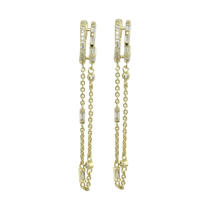 Gold drop chain huggies