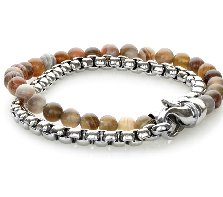 MEN’S DOUBLE WRAP STONE BRACELET