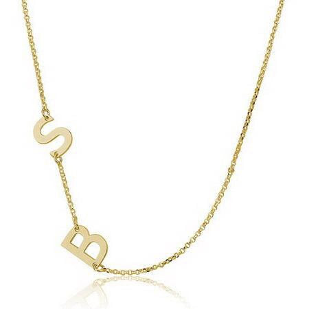 Gold Vermeil 2 Letter Sideways Initial Necklace | Eve's Addiction