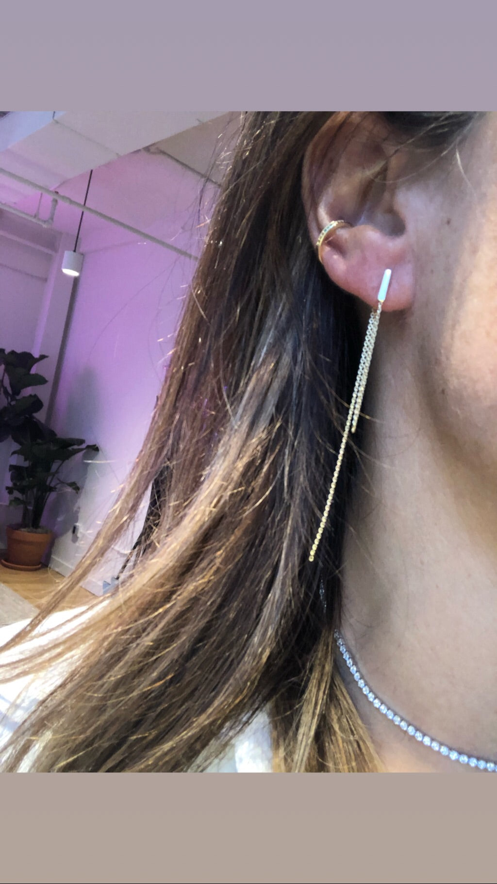 BAR &amp; DOUBLE CHAIN EARRINGS 14K - adammarcjewels