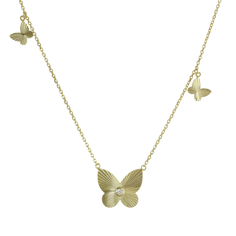 FLUTED TRIPLE BUTTERFLY NECKLACE