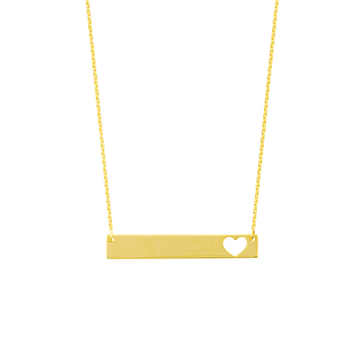 14K MINI BAR WITH HEART NECKLACE