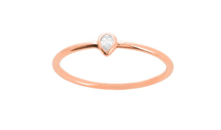 MINI PEAR BEZEL RING 14k