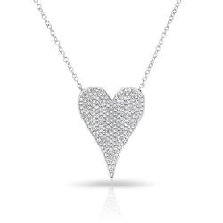 silver pave heart necklace