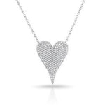 silver pave heart necklace