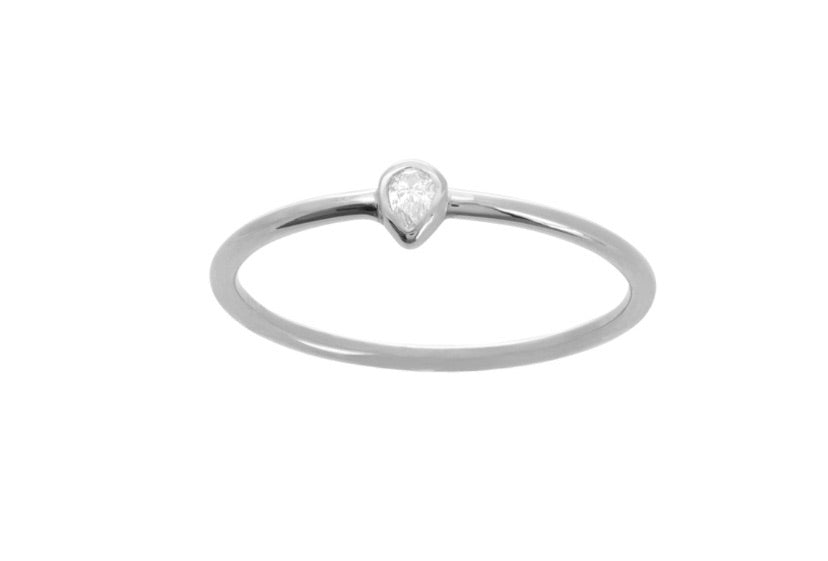MINI PEAR BEZEL RING 14k