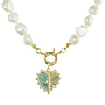 FLUTED HEART PEARL NECKLACE