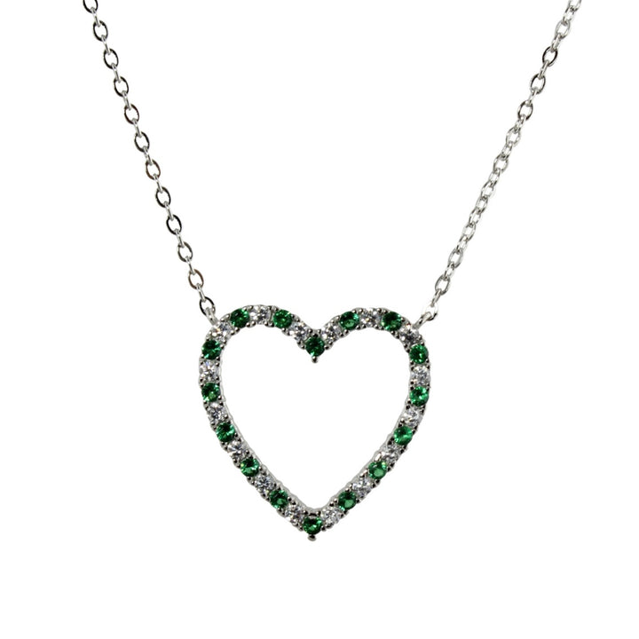EMERALD GREEN HEART OUTLINE NECKLACE