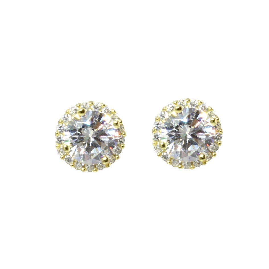CZ HALO STUD EARRINGS