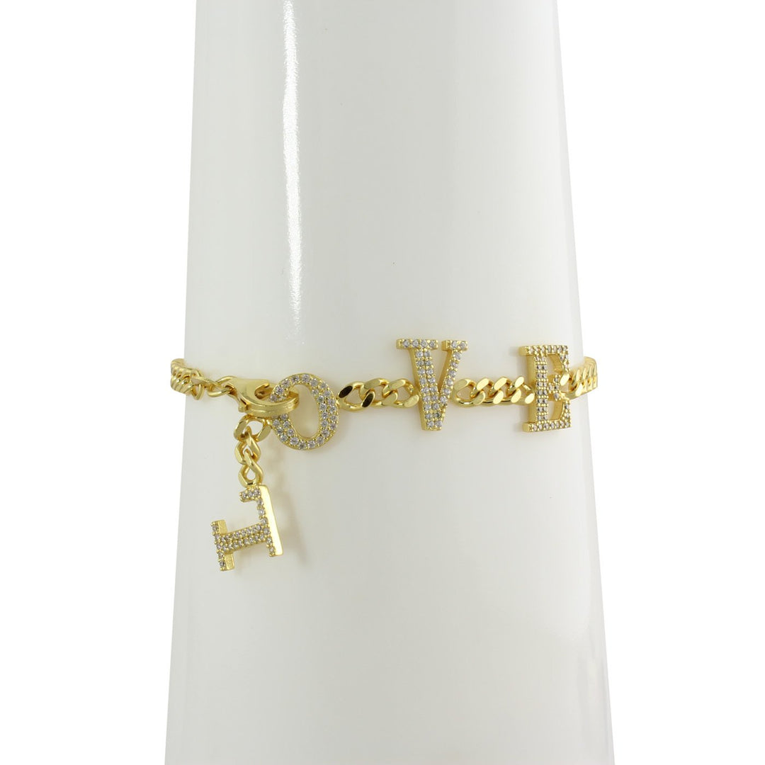 CUBAN LINK HANGING LOVE BRACELET
