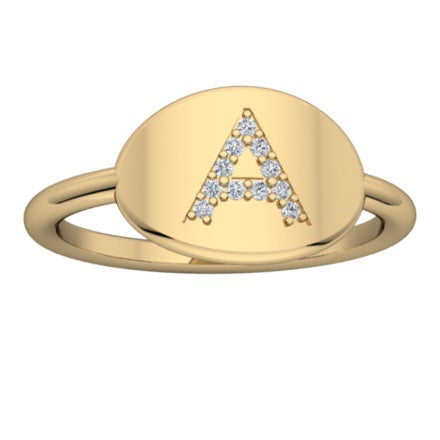 DIAMOND INITIAL SIGNET RING