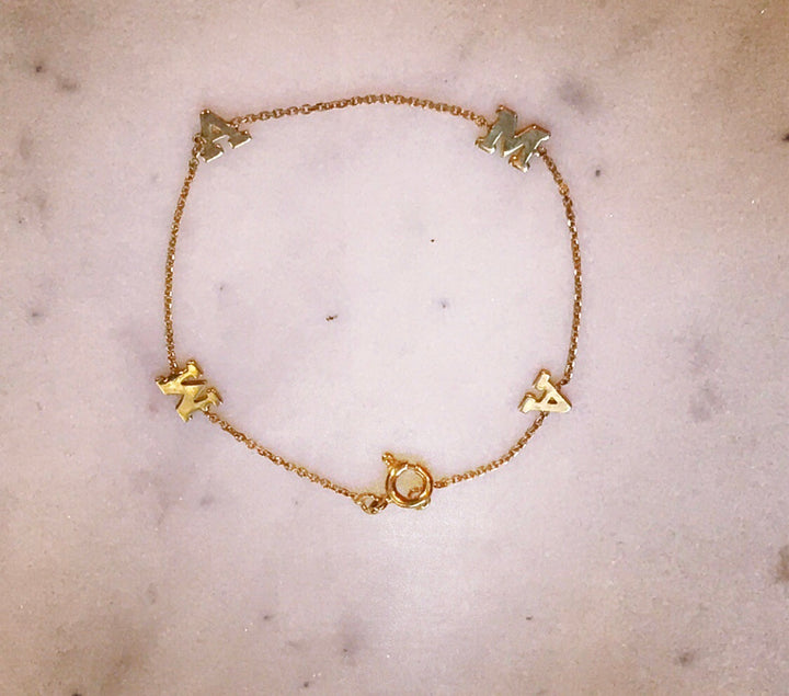 14K GOLD INITIAL BRACELET