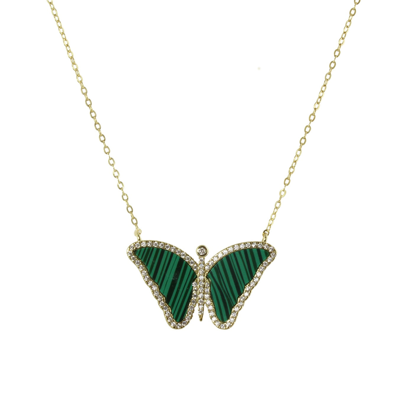 Light Green Butterfly Necklace with Swarovski(R) Crystals Sterling Sil –  AzureBella Jewelry