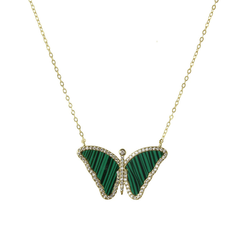 14k Yellow Gold Sapphire and Green Garnet Butterfly Necklace | Dickinson  Jewelers | Dunkirk, MD