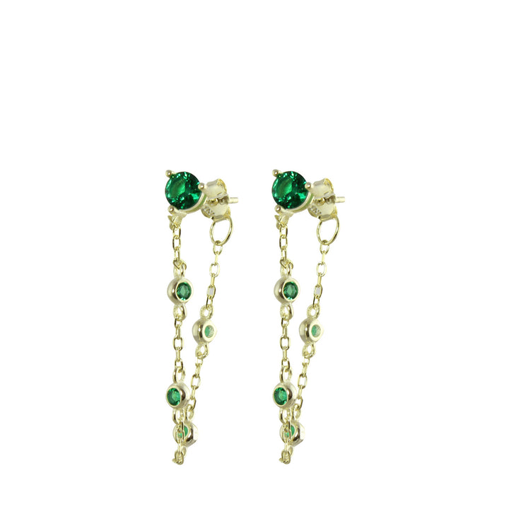 GREEN CHAIN FRONT TO BACK EARRINGS
