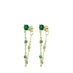 GREEN CHAIN FRONT TO BACK EARRINGS