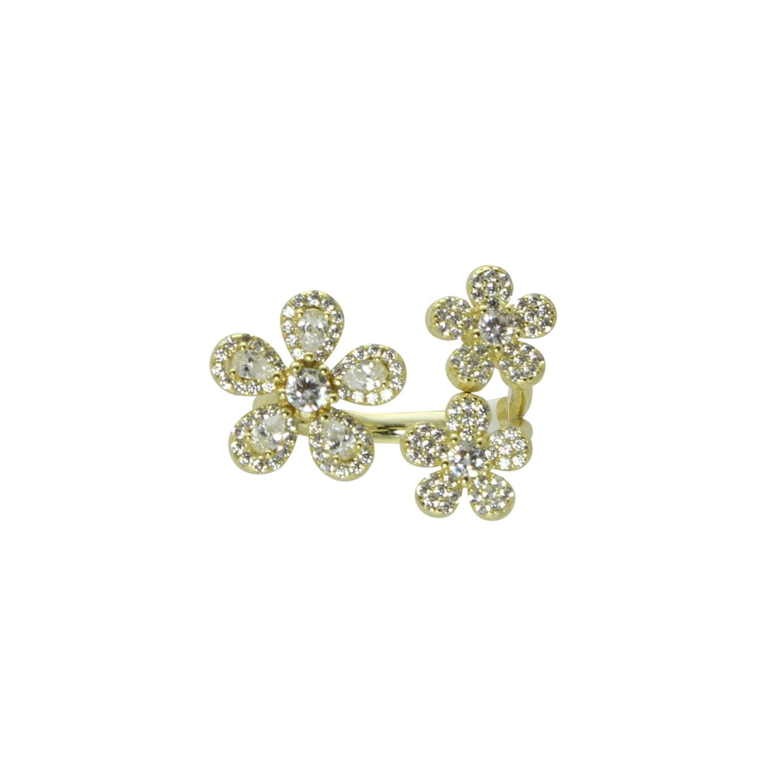Gold open flower ring 