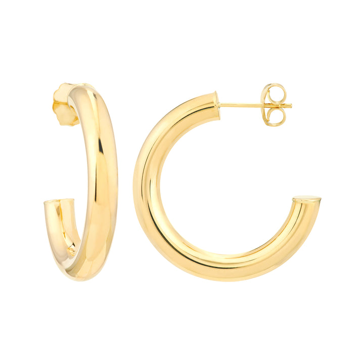 14K 1” OPEN TUBE HOOP EARRINGS