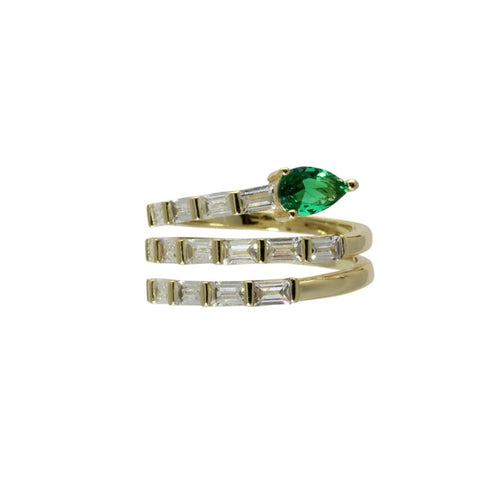 emerald baguette wrap ring