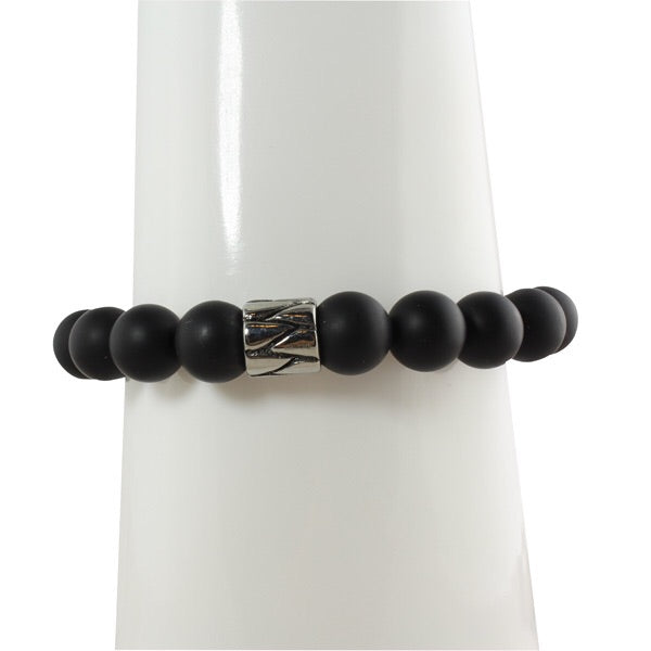 ONYX MENS BRACELET WITH BIG RONDELLES