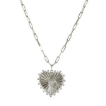 Silver fluted heart necklace 