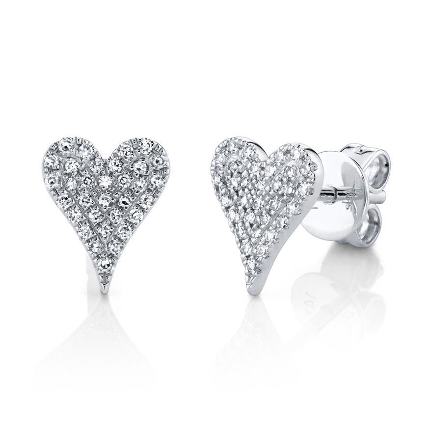 ELONGATED PAVÈ HEART STUD EARRINGS