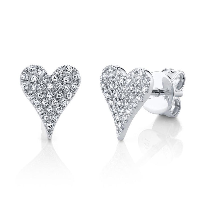 ELONGATED PAVÈ HEART STUD EARRINGS