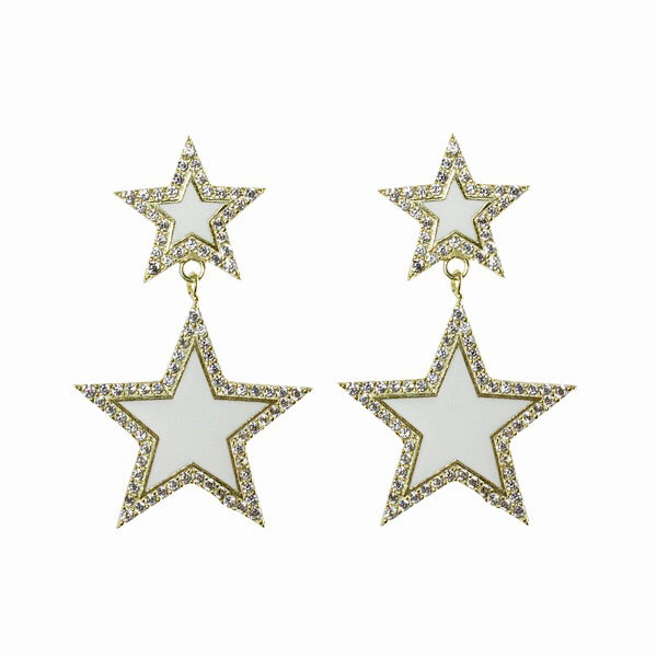 ENAMEL DOUBLE STAR EARRINGS - adammarcjewels