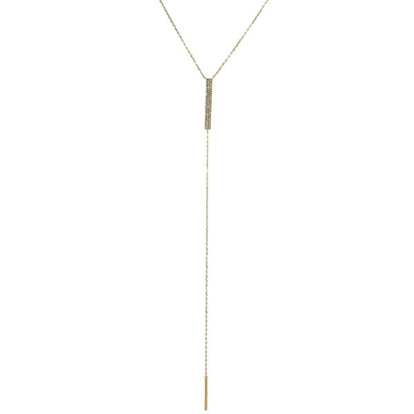 PAVÈ BAR LARIAT NECKLACE
