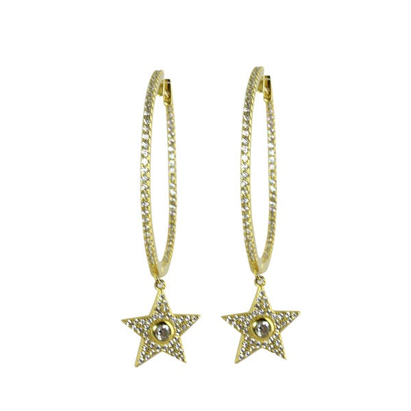 HANGING CZ STAR HOOPS - adammarcjewels