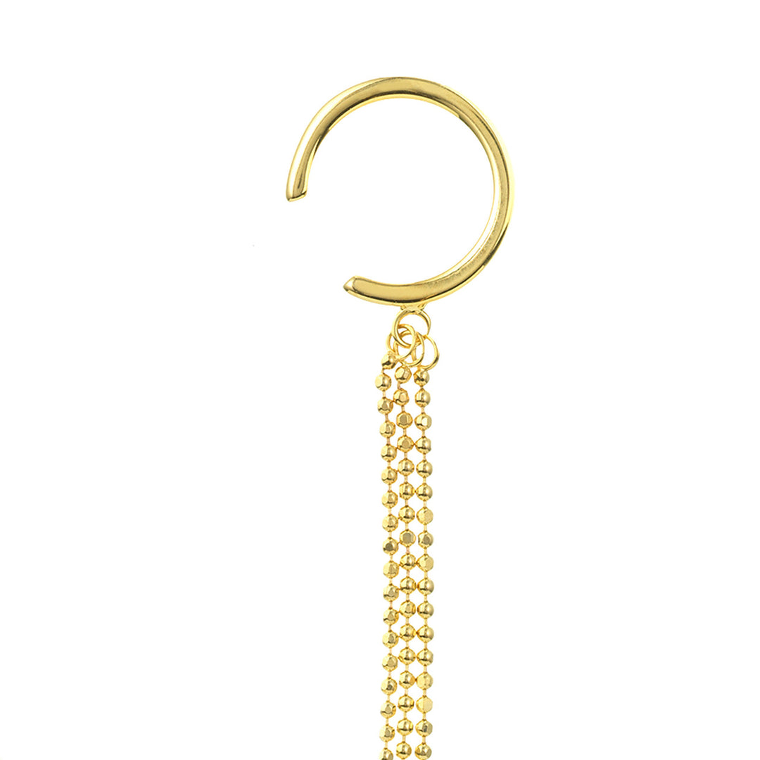 14K STUD TRIPLE CHAIN &amp; CUFF EARRINGS
