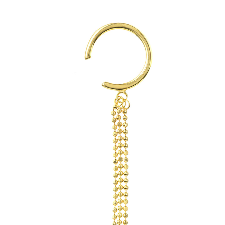 14K STUD TRIPLE CHAIN &amp; CUFF EARRINGS