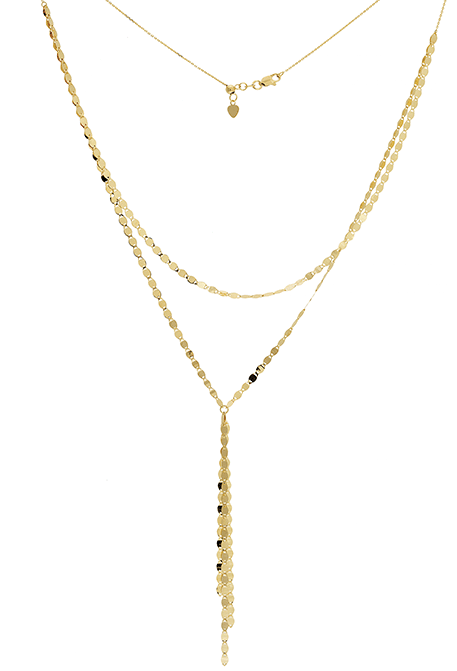 DOUBLE LAYER DISCS LARIAT 14K - adammarcjewels