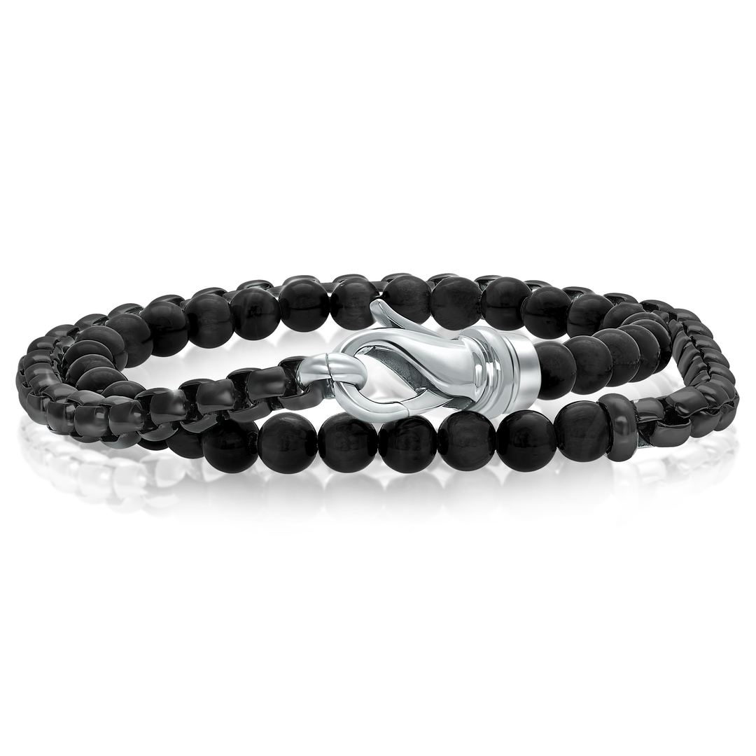 MEN’S DOUBLE WRAP STONE BRACELET