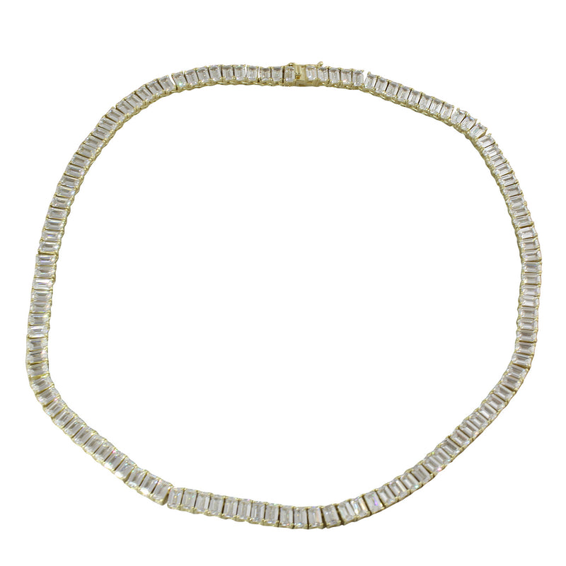 FANCY EMERALD CUT TENNIS NECKLACE