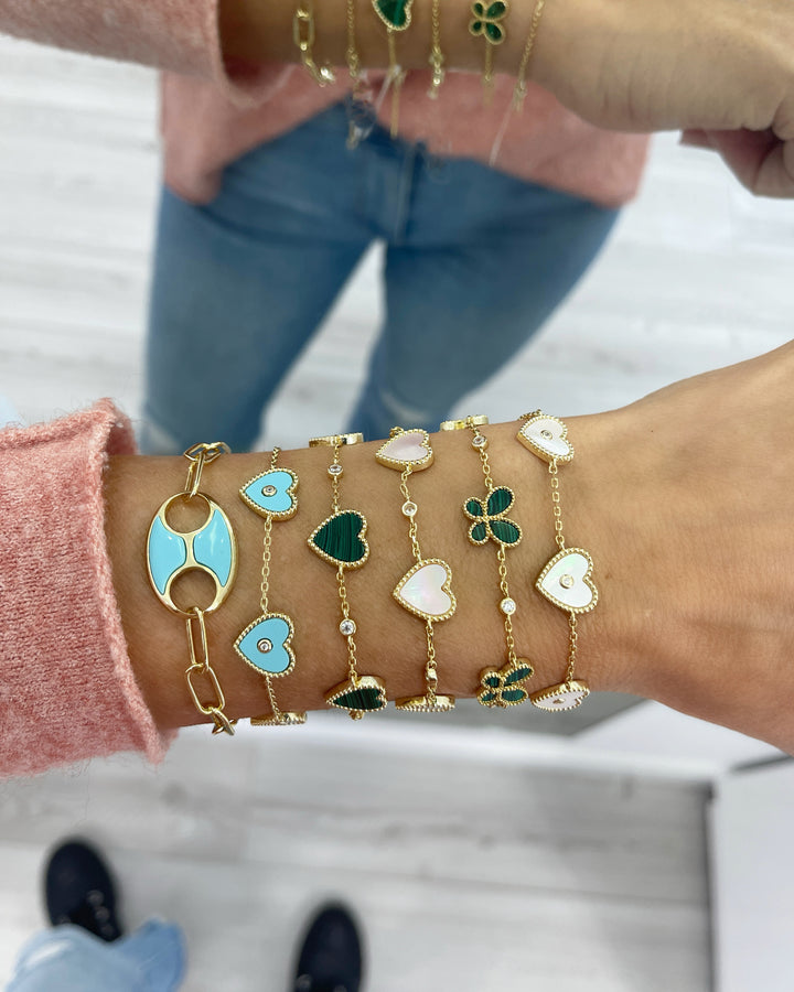 ENAMEL HEART STATION BRACELET