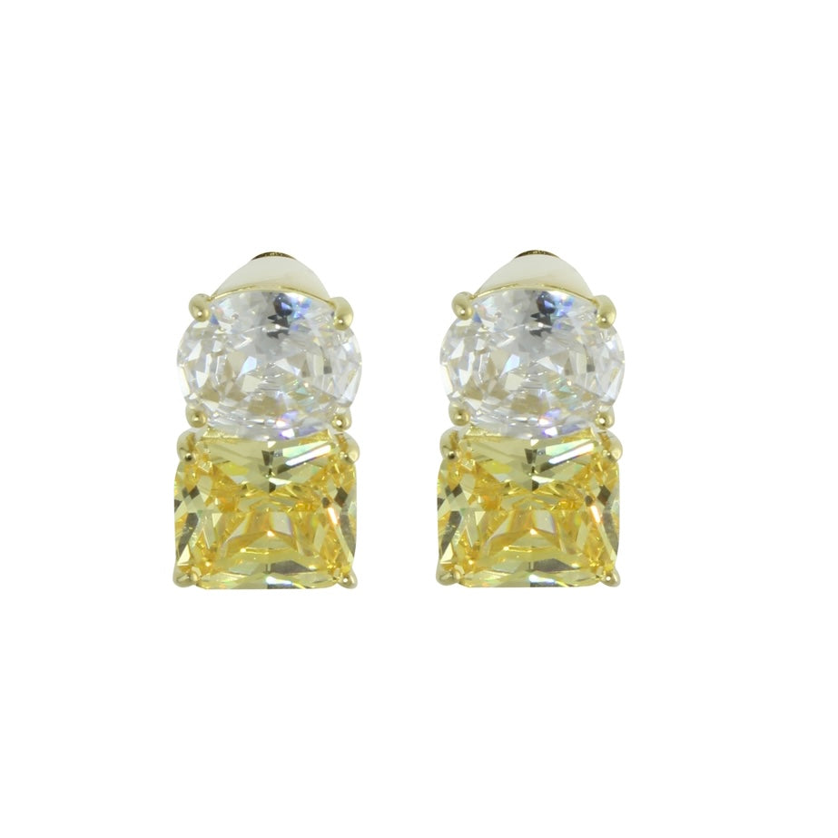 Yellow 2 stone clip on earrings