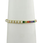 Half pearl half rainbow tennis bracelet
