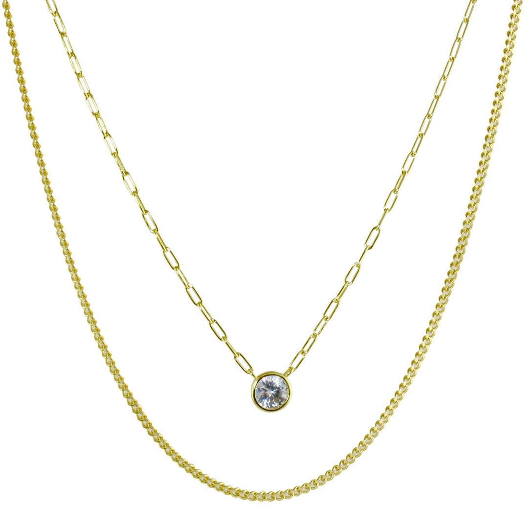 DOUBLE LAYER SOLITAIRE &amp; LINK NECKLACE