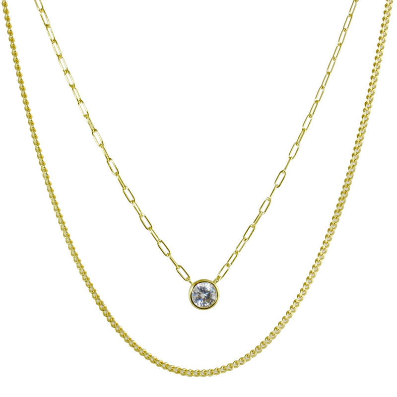DOUBLE LAYER SOLITAIRE & LINK NECKLACE