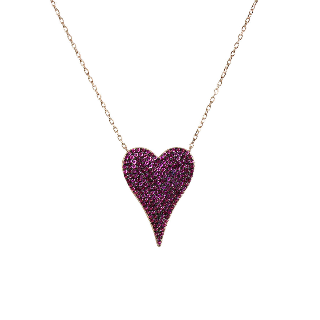 PINK PAVÈ ELONGATED HEART NECKLACE