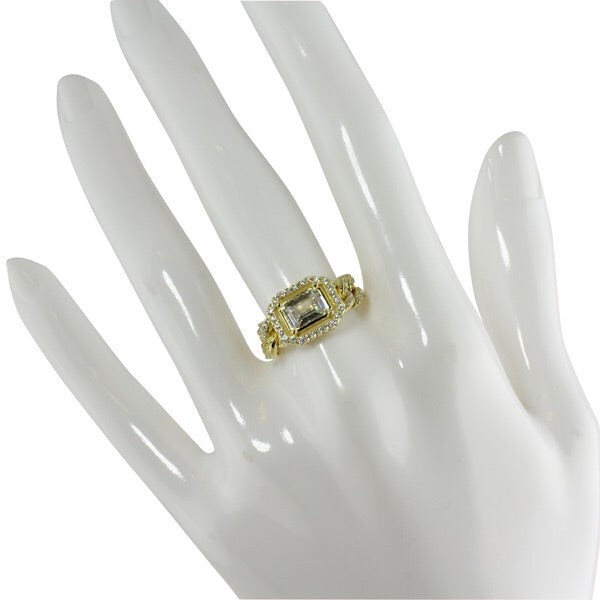 EMERALD CUT LINK RING - adammarcjewels