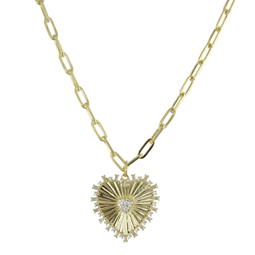 Gold Fluted heart necklace