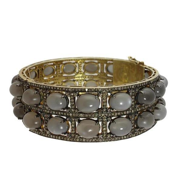 DOUBLE ROW CHAMPAGNE DIAMOND BANGLE - adammarcjewels