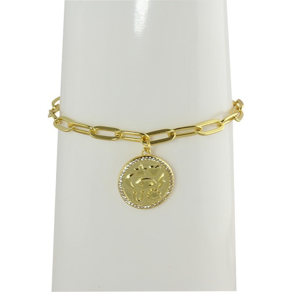 PAPERCLIP LINK COIN BRACELET