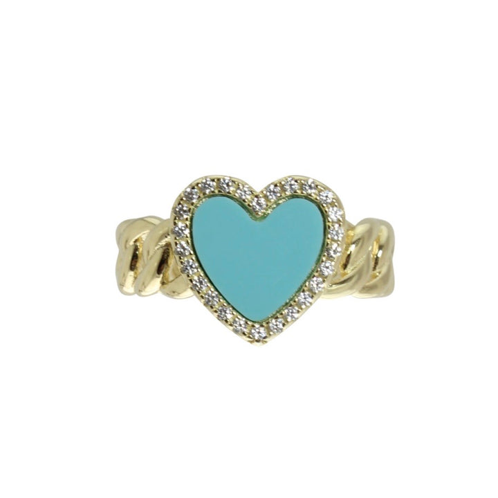 ENAMEL HEART LINK RING