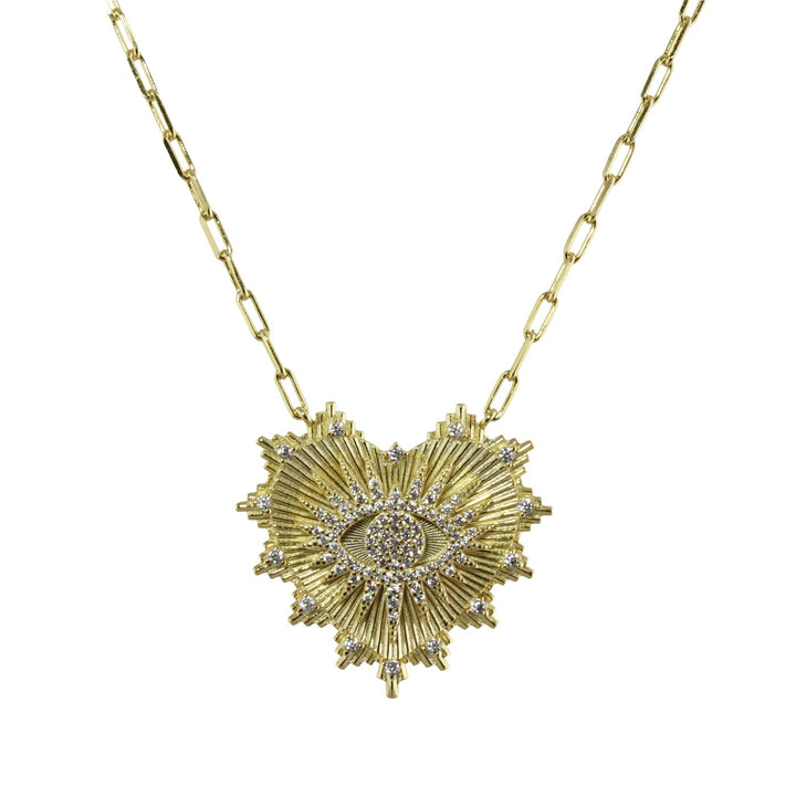 EVIL EYE FLUTED HEART NECKLACE